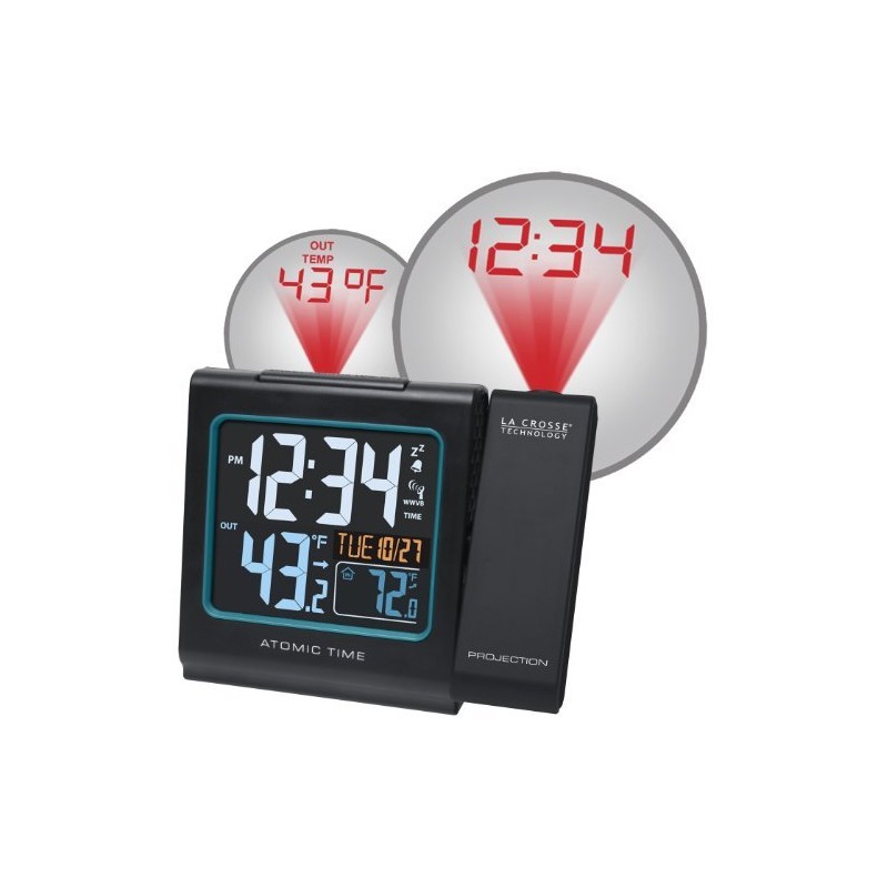 La Crosse Technology Color Projection Alarm Clock with Indoor/Outdoor Temperature