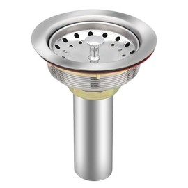 Uni-Green Kitchen Sink Drain Kit for Standard 3-1/2 inch Drain - Fit 1-1/2 inch Pipe - Stainless Steel Basket with Knob - Rubber Stopper Bottom - 3.5" Kitchen Sink Drain Strainer Replacement Kit