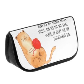 Mr. & Mrs. Panda Cosmetic Bag Cat Wool Ball Gift Wool Ball Makeup Bag Makeup Bag Cat Fan Cat Item Toiletry Bag, White, Hand Drawn