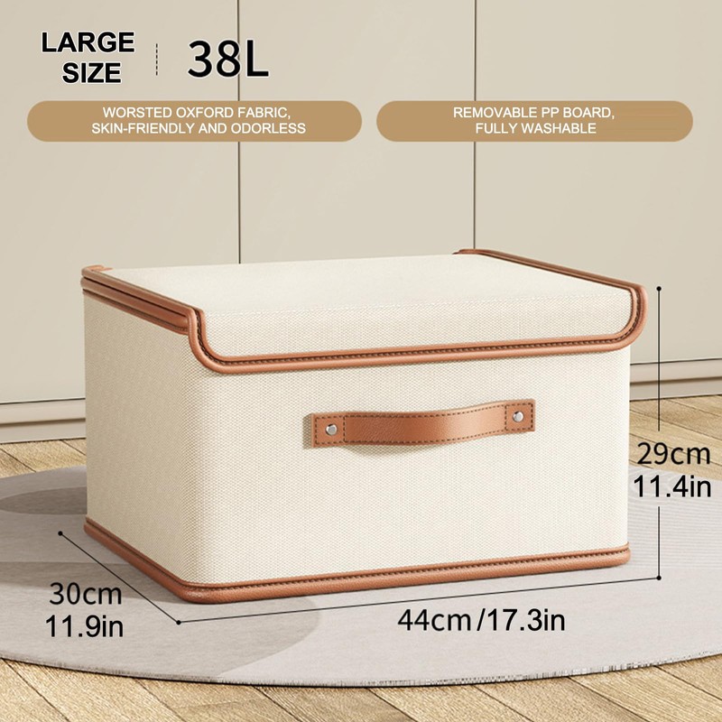 Vbvbip 4 PCS Oxford Fabric Storage Bins with Attached Lid