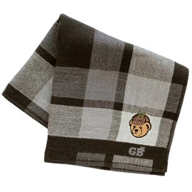 Great British Teddy Bear 001008-0002-02 Crate Fleece Towel Handkerchief Block Check Sherlock Holmes Teddy Bear Embroidery (Gray) Gentleman Men's Towel Hand Towel Approx. 9.8 inches (25 cm)