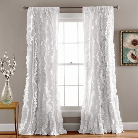 Lush Decor Belle Window Panel for Living, Dining Room, Bedroom (Single Curtain), 84 x 54 in, White