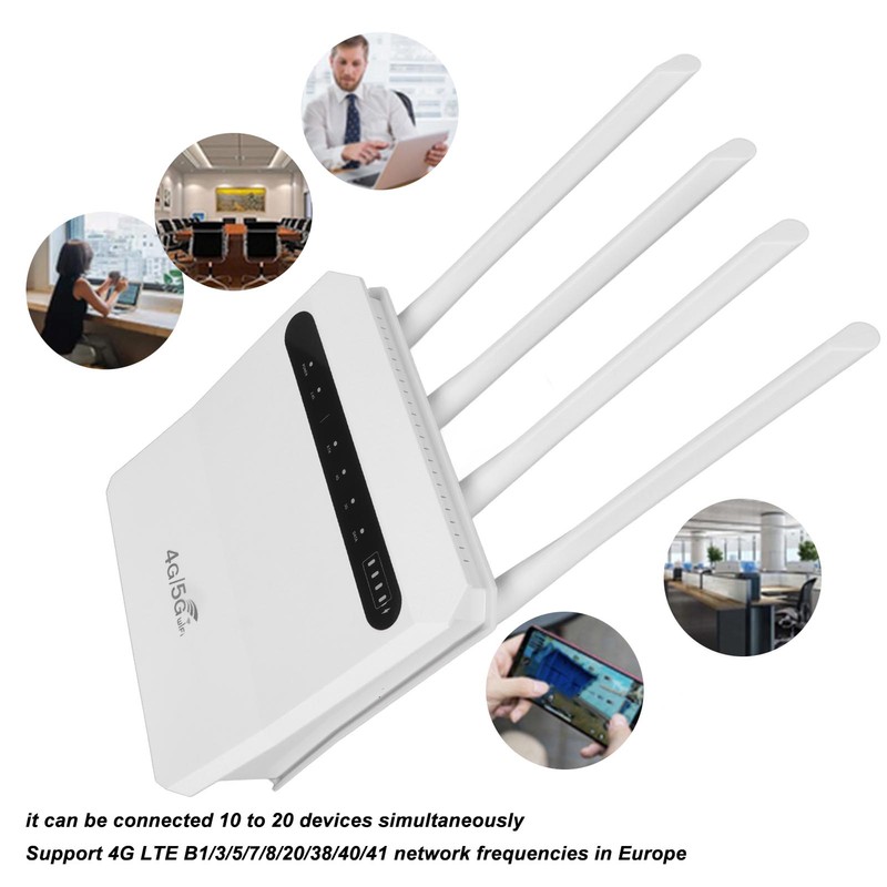 4G WiFi Router 600Mbps Standard SIM Card Slot 4 Antennas
