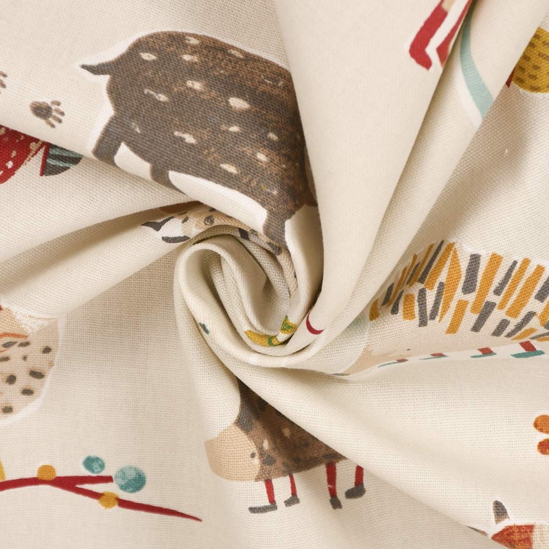 Prestigious Textiles Decorative Fabric Cotton Herbie Butterscotch Forest Animals Beige