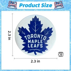 3 Pcs Maple Leafs Buttons Pins, Hockey Team Badge Decoration Accessories for Boys Girls Teens Men Women, Holiday Birthday Party Gift for Hockey Fans
