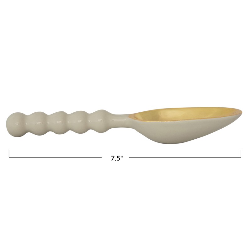 Creative Co-Op Enameled Aluminum Scoop with Ball Handle, Gold Finish,