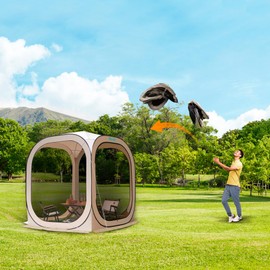 Werph Screen Tent Camping Canopy 6x6, Screen Room with Mosquito Tent,Pop Up Screen Tent Canopy with Mosquito Net,Outdoor Tent Canopy,Pop Up Gazebo for Lawn & Garden,Parties or Camping,Beige