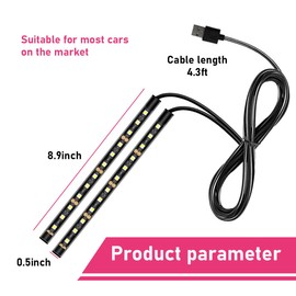 Sylvil Car LED Strip Light, 24 LEDs RGB Neon Interior Atmosphere Lights, 12V Under Dash Ambient Night Light, USB Port Auto Interior Decorative Lamp, Universal Car Accessories (Ice Blue)