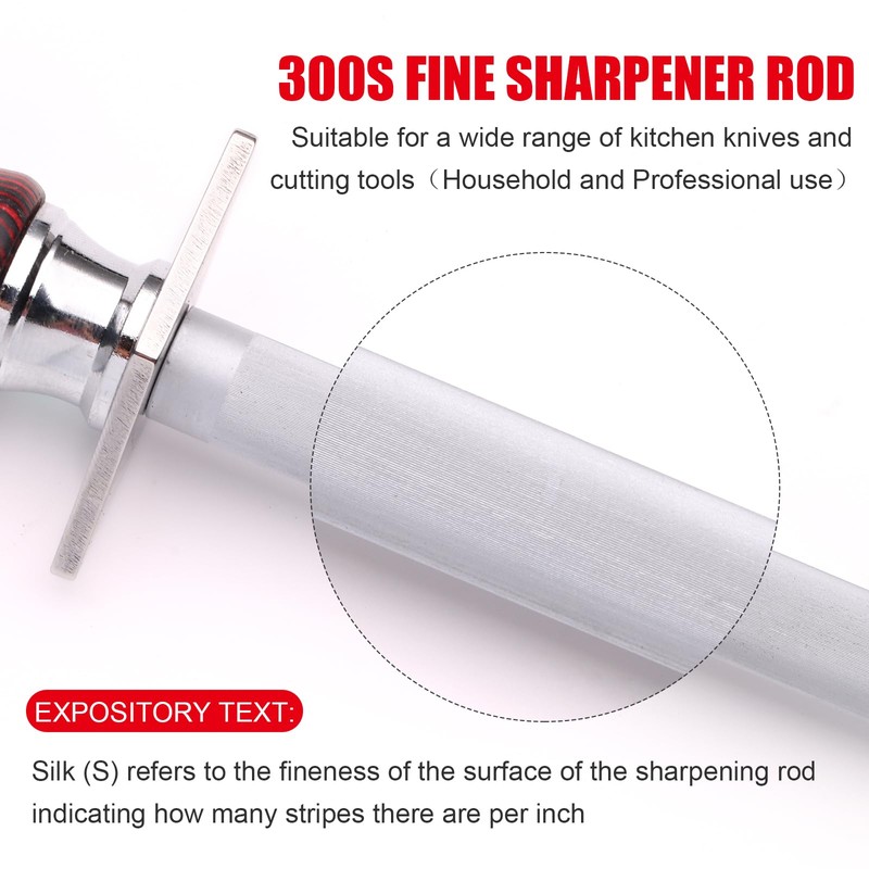 Azhou 12" Professional Knife Sharpener Steel Rod - T12 Carbon