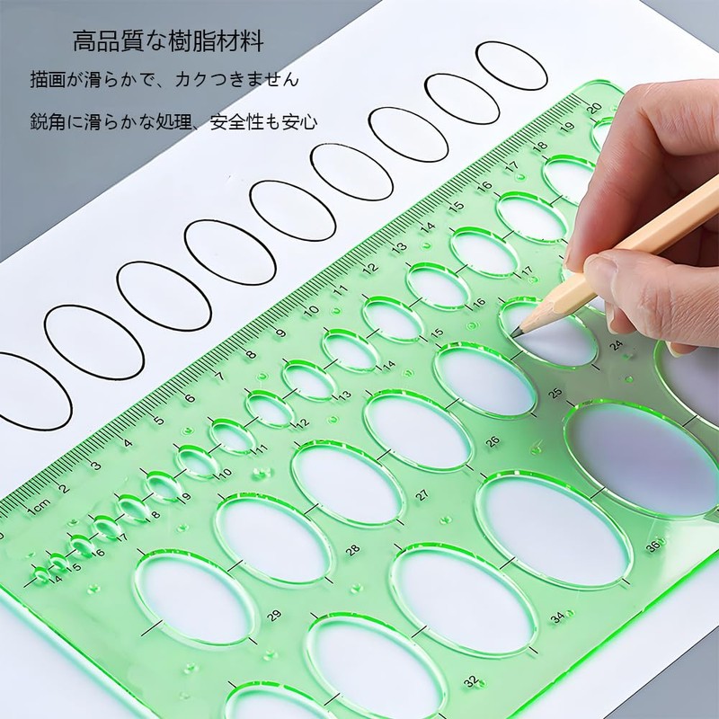 YJRUNFU Template Circular Ruler, Drafting Ruler Set, Ellipse, Square, Polyshaped,