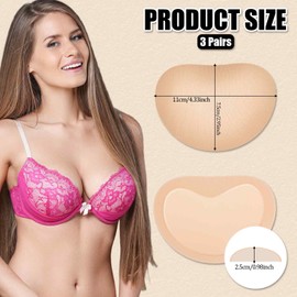 COMNICO 3 Paar BH-Einlagen Klebe BH-Pads Push Up Atmungsaktive BH-Cups Einsätze Herausnehmbare Bequeme Brustpolster für Frauen, Sport, Bikini, Badeanzug, Badeanzug, Kleid