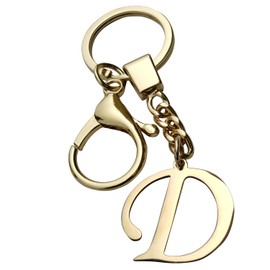 Gold Letter A-Z Keychain,Stainless Steel Gold Letter Keychain Initial Letter Keyring for Women Girls Bag Charms Purse Charms Handbags D