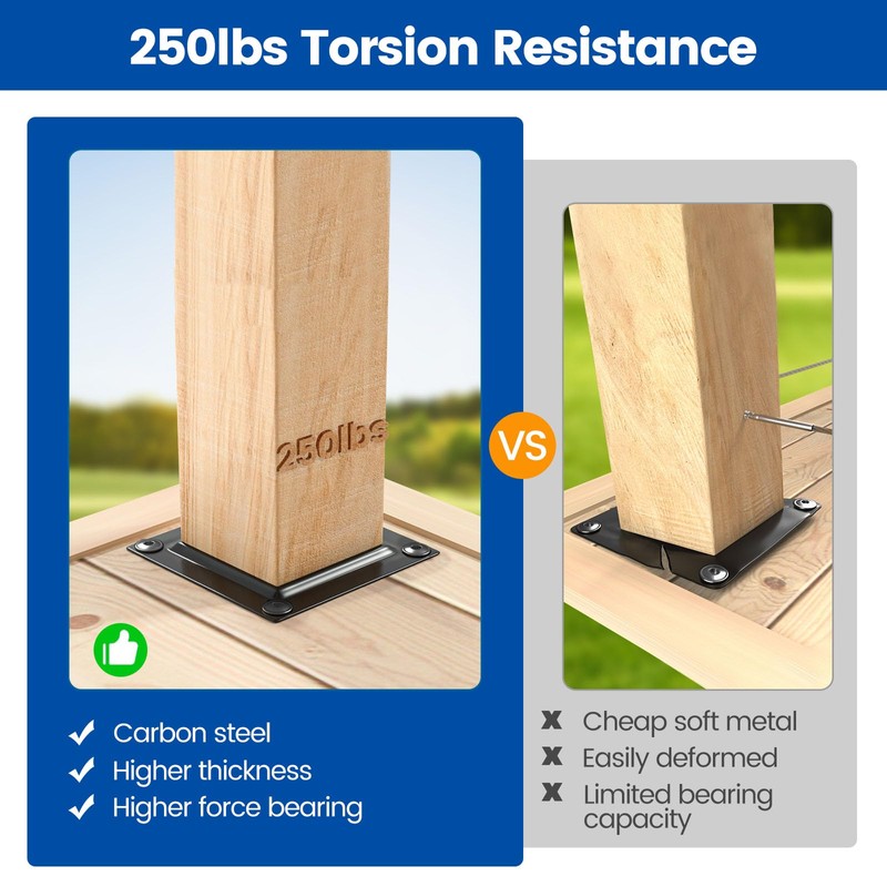 Muzata 4Pack 3.5"x3.5" Wood Post Plate Connector Deck Post Base