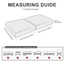 Leather Like Loveseat Couch Cushion Covers Sofa Seat Slipcovers Sets Couches Furniture Protector for Sectional Loveseat Pets Friendly Kids Stretch Spandex Fabric (2 Cushion Loveseat, Khaki)