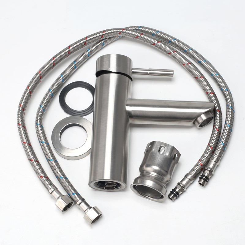 Minnhua Straight Bathroom Mixer Tap with 1 Hoses, Wash Basin