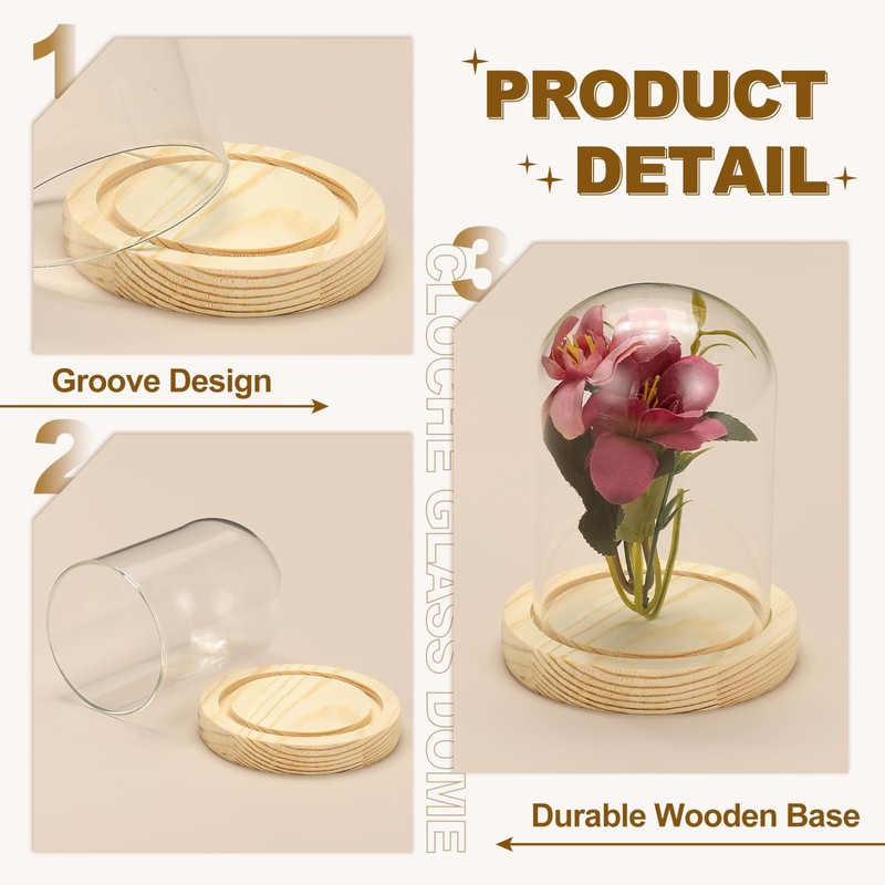 uxcell Cloche Glass Dome, 3.5" x 7" Decorative Glass Display