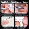 2 Pcs Stainless Steel Cuticle Pusher and Remover with Storage