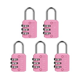 SISAV 3 Digit Combination Lock,Gym Padlock,Outdoor Padlock,Suitable for School Lockers,Tool Boxes,Travel Backpack,Hasp(Pink 5pack)