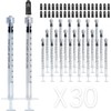 30 Pack 1ml Luer Lock Syringes with Cap Individually Sealed