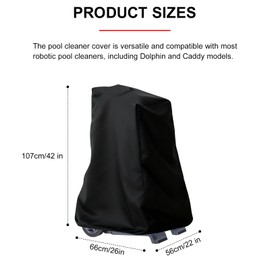 Pool Cleaner Caddy Cover,Waterproof and Dustproof Robotic Pool Cleaner Cover, Windproof Swimming Pool Cleaner Cover for Classic Caddy and Dolphin Pool Vacuum with Grab Handle-(26”L x 22”W x 42”H)