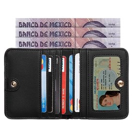 Cartera Mujer Pequeño con RFID Bloquea, Mini Monedero Bifold para Tarjetas, Billetera de Piel Plegable con Bolsillo, Tarjetero Minimalista con Ventana de Identificación para Chica Mujer