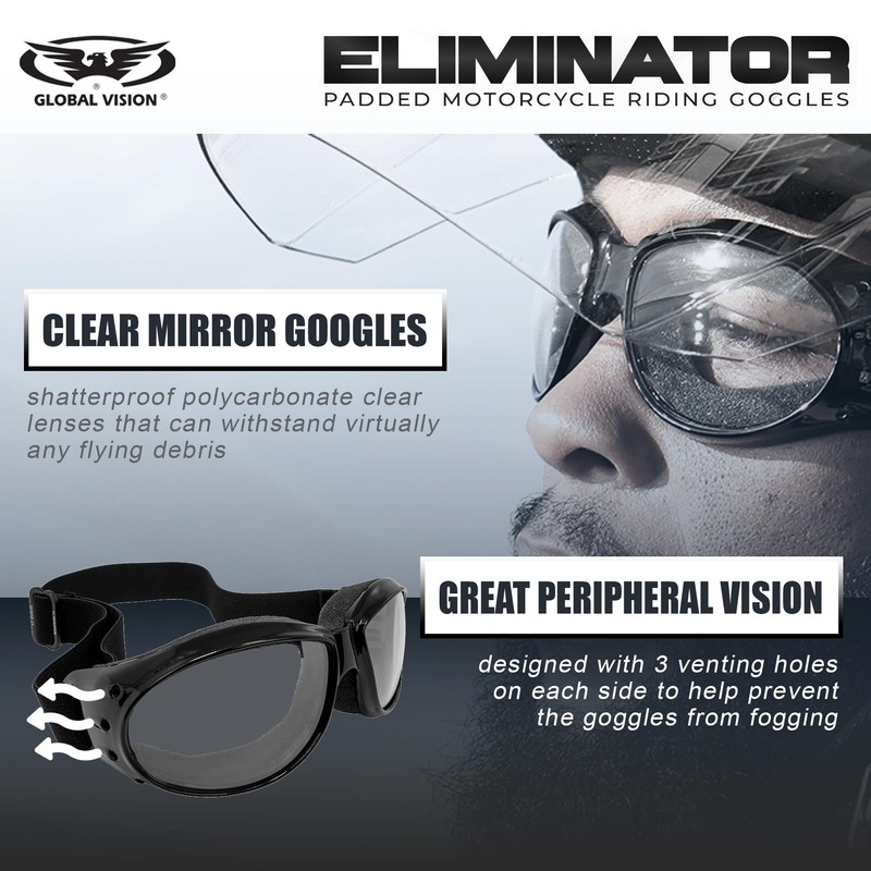 Global Vision Eliminator Dirt Bike Padded Motorcycle Riding Goggles for