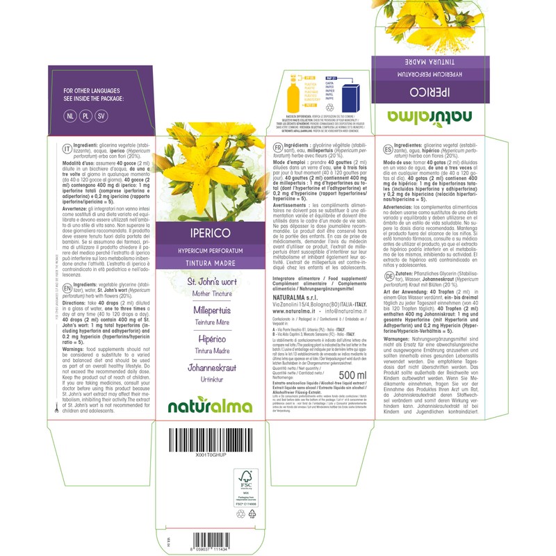 St. John's Wort (Hypericum perforatum) Herb with Flowers Alcohol-Free Mother
