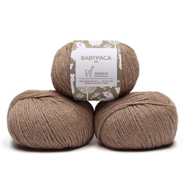 100% Baby Alpaca Yarn Wool Set of 3 Skeins (150 Grams) DK Weight - Made in Peru - Heavenly Soft and Perfect for Knitting and Crocheting (Beige, DK)