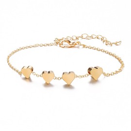FAIRY GLINT 18K Gold-Plated Four Movable Heart Charm Bracelet for Women | Dainty Link Chain Jewelry for Love and Friendship