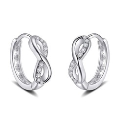 Infinity Small Hoop Earrings 925 Sterling Silver Dainty Cubic Zirconia Crystal Endless Love Sleeper Tiny Huggie Hoops Cartilage Tragus Earring Cute Jewelry Gifts for Women Sensitive Ears