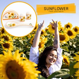 Sunflower Salt and Pepper Shakers, Sunflower Spoon Rest and Sunflower Napkin Holder for Sunflower Kitchen Decor and Accessories - Yellow Kitchen Decor and Ceramic Country Decorations Set