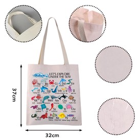 Sea Animals Tote Bag Let's Explore Under The Sea Gift Marine Biologist Gift Sea Animals Lovers Gift (UNDER THE SEA tote CA)