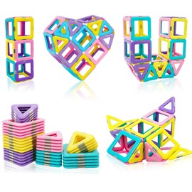 Magnetic Tiles for Kids 3-5 - Magnetic Blocks Magnet Tiles Kid Toys for 3 4 5 Year Old Girls Boys, Magna Tiles Building Blocks STEM Educational Toys, 3 Year Old Girl Gifts