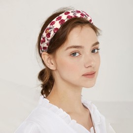 ZIRICHER Fashion Vintage Floral Headbands for Women Trendy Padded Flower Headband Non Slip Soft,Retro Bohemian Padded Headbands for Women's Hair Fashion Comfortable Wide Headband 4Pcs