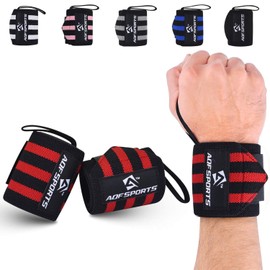 AQF Wrist Bandages Fitness, 45 cm Gym Bandage Wrist, Wrist Support Bandages Strength Training, Bodybuilding Wrist Brace, Powerlifting Wrist Wrap for Men and Women (Red/Black)