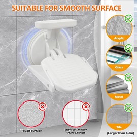 Shower Foot Rest for Shaving Legs, Foot Stand with Powerful Suction Cup, Reusable Foot Rest Shower Stool, No Drilling Non-Slip Shower Pedal with Shelves for Inside Shower