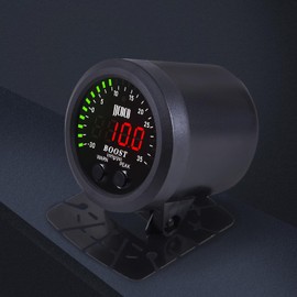 ZHSYMX Universal Turbo Boost/Vacuum Gauge Kit Includes Electronic Pressure Sensor Red LED Light PSI Meter - for Car Truck - 2-1/16"