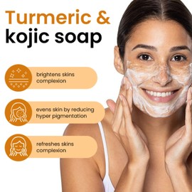 Lemon Turmeric Soap– Kojic Acid Soap -Brightening, Blemish Control for Acne – Hyperpigmentation Treatment, Dark Spot Solution for Prone Skin-Safe for Face & Body,Radiant, Smooth Skin Naturally