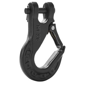 HEDGFOX 3/8'' Black Winch Hook Heavy Duty, Forged Steel Hook SUV Winch Hook with Safety Latch, Winch Tow Clevis Slip Hook for Synthetic Rope Winch Cable