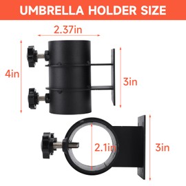 ZEMBSOYA Deck Umbrella Mount, Heavy Duty Patio Umbrella Holder for 1.5-2 Inch Poles, Adjustable Metal Umbrella Stand for Deck Railing, Balcony, Outdoor Courtyard, Fences