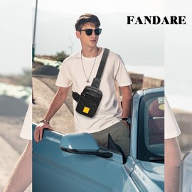 FANDARE Sling Bag Small Backpack Bags for Men Chest Pack Shoulder Backpacks Crossbody Bags Multipurpose Daypacks Outdoor Sport Travel Running Hiking Waterproof Lightweight Nylon Black