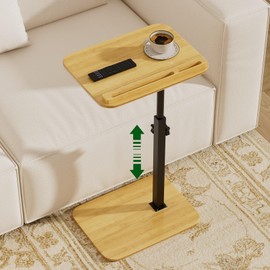 promitop TV Tray Side Table for Couch - Adjustable Height Rotating C Table End Table Laptop Desk for Sofa, Perfect for Eating Working Reading, Fits Small Spaces