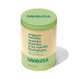 DAVIDsTEA Organic Vanilla Matcha Tea – Flavored Green Tea Powder with Natural Vanilla – Low Caffeine – 100g Iconic Tin – Smooth, Creamy & Sweet Matcha for Lattes, Iced Drinks