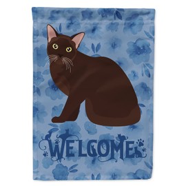 Caroline's Treasures CK5019CHF Burmese Cat Welcome House Flag Large Porch Sleeve Pole Decorative Outside Yard Banner Artwork Wall Hanging, Polyester, House Size, Multicolor