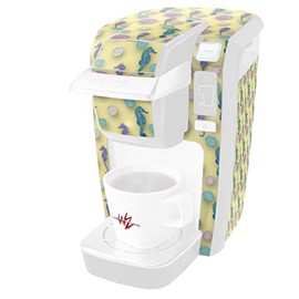 WraptorSkinz Decal Style Vinyl Skin compatible with Keurig K10 / K15 Mini Plus Coffee Makers Seahorses and Shells Yellow Sunshine (COFFEE MAKER NOT INCLUDED)