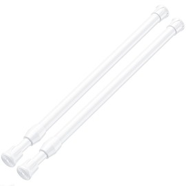 ZipGlo 2pcs small Tension Rod 12 to 20 Inch, white Tension Rod Adjustable tension curtain rod No Drill Spring Rod short curtain rod Spring tension Rod mini tension rods spring curtain rod