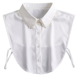 Joyci Woman Decorate Pearl Half Shirt Pure Color False Collar Detachable Faux Collar Dickey (AP01)