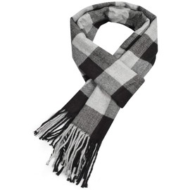 UMIPUBO Men's Scarves Classic Cashmere Wool Touch like Scarf Plaid Tartan Reversible Check Tassel Ends Solid Long Winter Scarf