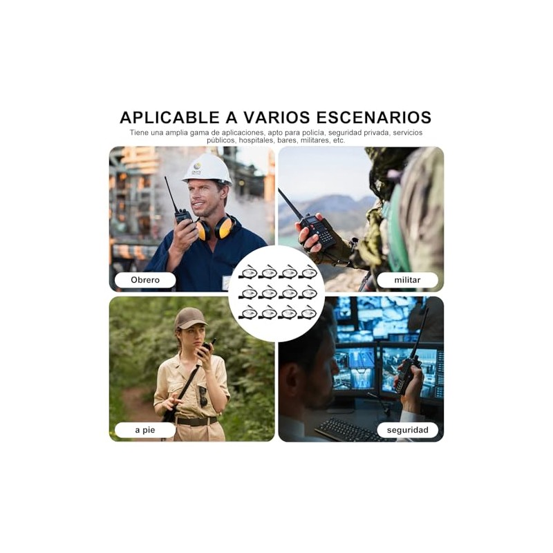 Juego de 12 Pack Walkie Talkie Auricular, Walkie Talkie Auricular