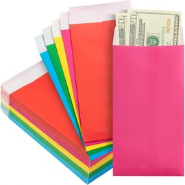 Paquete de 100 Sobres para Dinero Colores, (8.89X16.5CM) Sobres Coin, Organizador de Dinero, con Solapa Engomada Para Monedas, Dinero en Efectivo, Tarjetas de Crédito (Colores con 10 Colores)